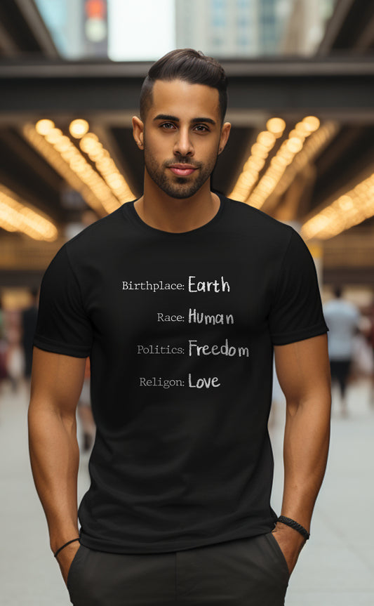 Birthplace: Earth White Font Men's classic tee