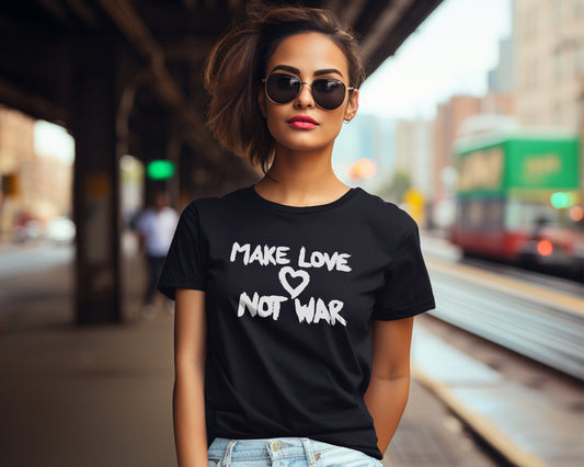 Make Love Not War White Font Women's Relaxed T-Shirt
